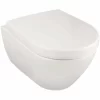 Villeroy & Boch Spülrandloses Wand-WC Set Subway, Tiefspüler Spülrandlos Mit WC-Sitz, Waagerechtem Abgang, QuickRelease & SoftClosing Funktion, Weiß, 04787 6 17