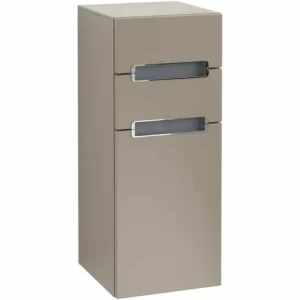 Villeroy & Boch Subway 2.0 Seitenschrank Mit 1 Tür Und 2 Schubladen Links Truffle Grey Chromfarbig Glänzend White 6