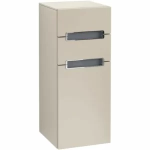 Villeroy & Boch Subway 2.0 Seitenschrank Mit 1 Tür Und 2 Schubladen Rechts Soft Grey Chromfarbig Glänzend White 6