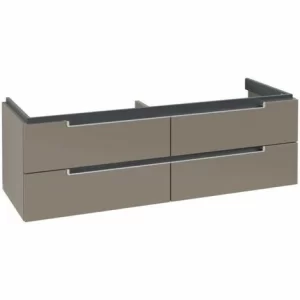 Villeroy & Boch Subway 2.0 Waschtischunterschrank Mit 4 Auszügen Für Doppelwaschtisch Truffle Grey Silberfarbig Matt 9