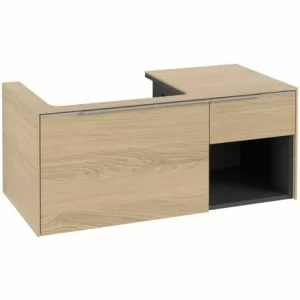 Villeroy & Boch Subway 3.0 Waschtischunterschrank 1001mm Mit 2 Auszügen Und Regalelement Nordic Oak Waschtisch Links/Regalelement Rechts Mit Beleuchtung Aluminium Glänzend 7