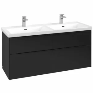 Villeroy & Boch Subway 3.0 Waschtischunterschrank XL 1272mm Mit 4 Auszügen Für Doppelwaschtisch Volcano Black Ohne Beleuchtung Volcano Black 9