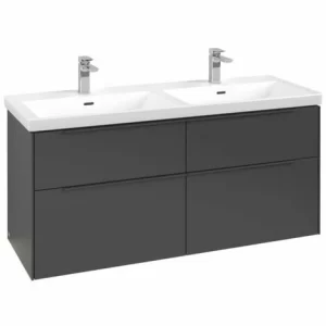 Villeroy & Boch Subway 3.0 Waschtischunterschrank XL 1272mm Mit 4 Auszügen Für Doppelwaschtisch Einf Graphite Mit Beleuchtung 9