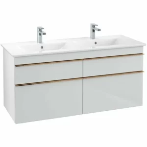 Villeroy & Boch Venticello Waschtischunterschrank XL 1253mm Mit 4 Auszügen Für Doppelwaschtisch Glass Glossy White Copper 9