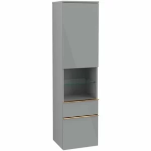 Villeroy & Boch Venticello Hochschrank Mit 1 Tür, 2 Auszügen Und 1 Offenem Fach Mittig Rechts Glass Glossy Grey Copper 6